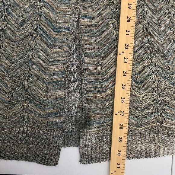 CJ Banks Knit Cardigan Sweater Womens 1X Gray Tan 3/4 Sleeves Button Up - Picture 9 of 10